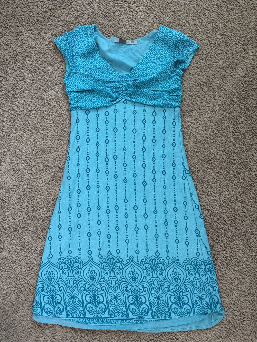 Athleta Turquoise Patterned Midi Dress